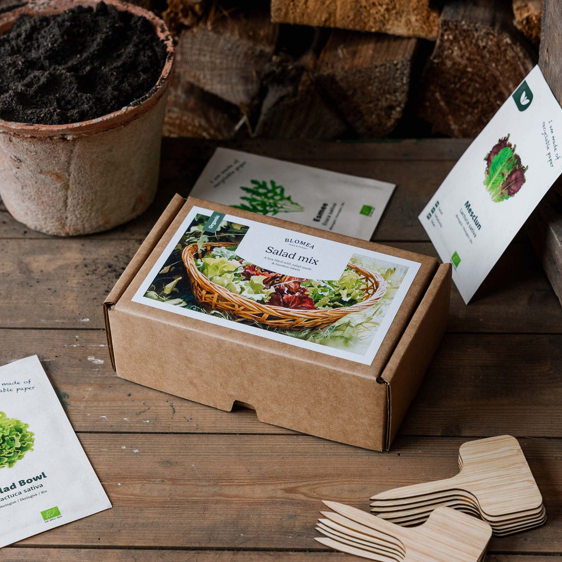 Salladslådan - 12 påsar ekologiska frön