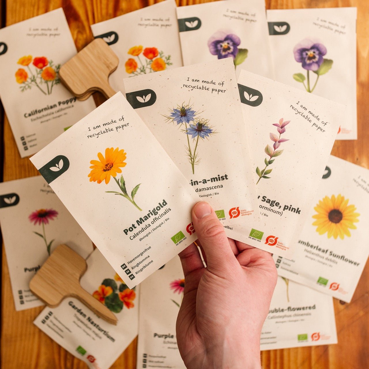 Blomsterpaket - 12 påsar ekologiska frön