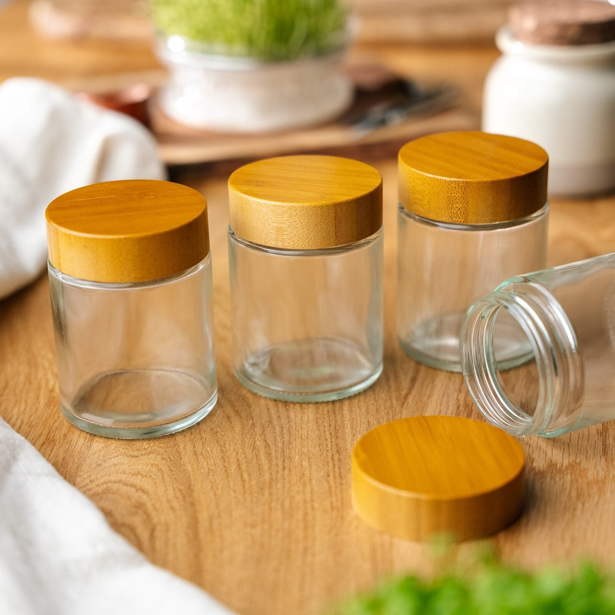 Glas förvaringsbehållare för mikrogrönt