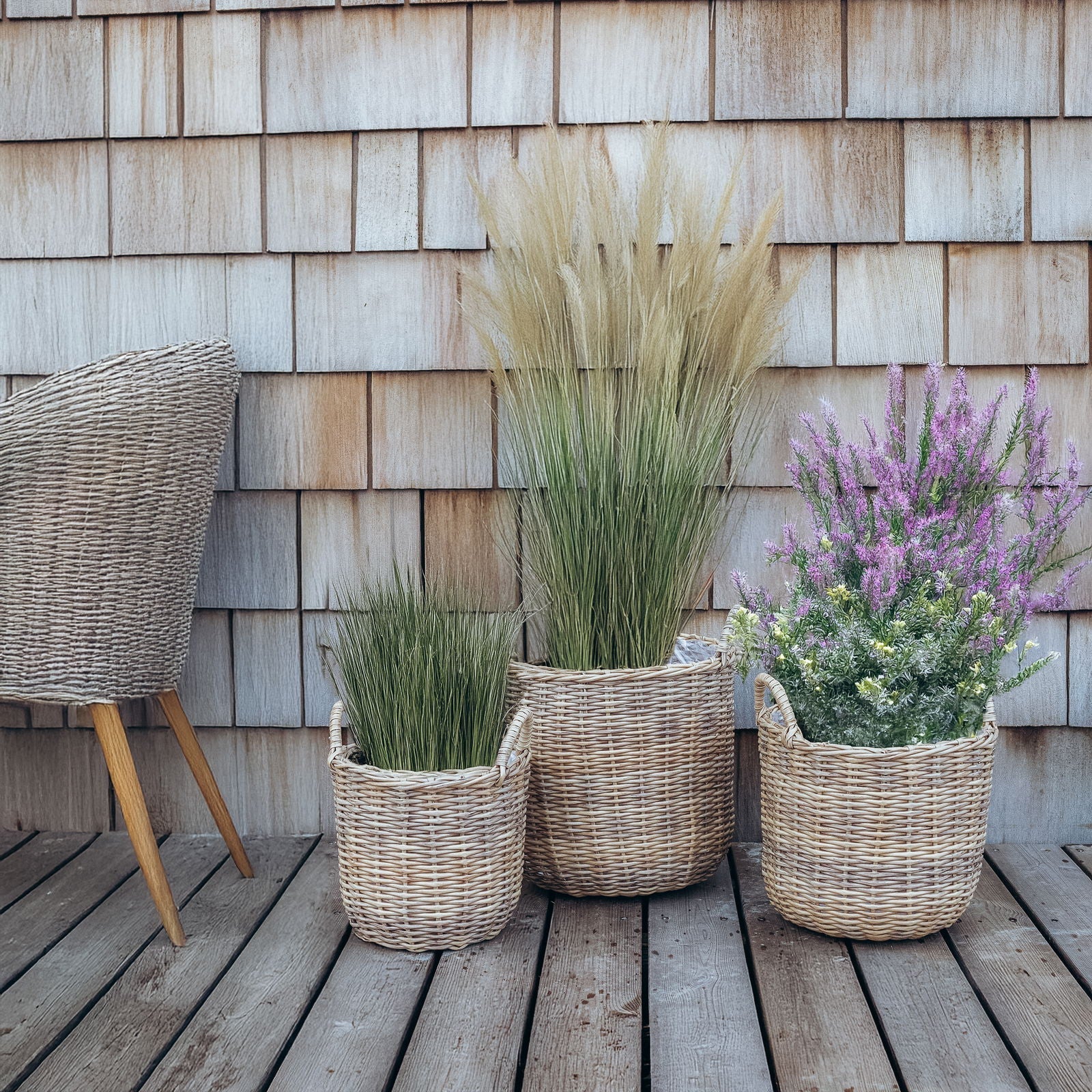 Rattan plantekurve i natur - 3 stk
