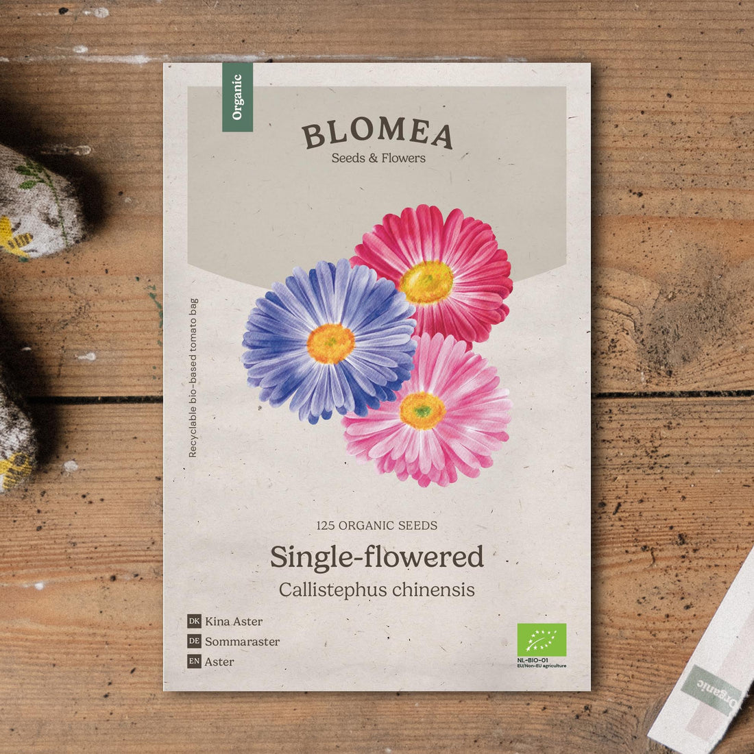 Kina Aster Frø 'Single - flowered' - 125 Økologiske Frø