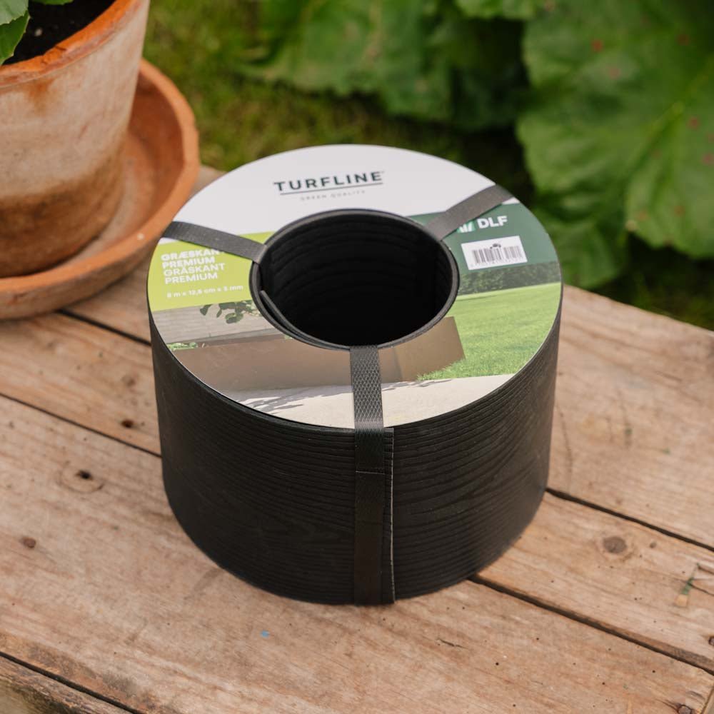 Turfline Græskant Premium, sort ‒ 8m/12,5cm/3 mm